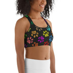 Colorful Paw Pattern Sports Bra