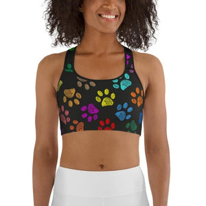 Colorful Paw Pattern Sports Bra