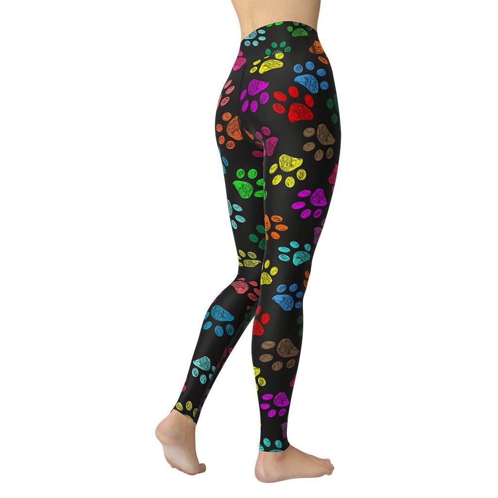 Colorful Paw Pattern Yoga Leggings