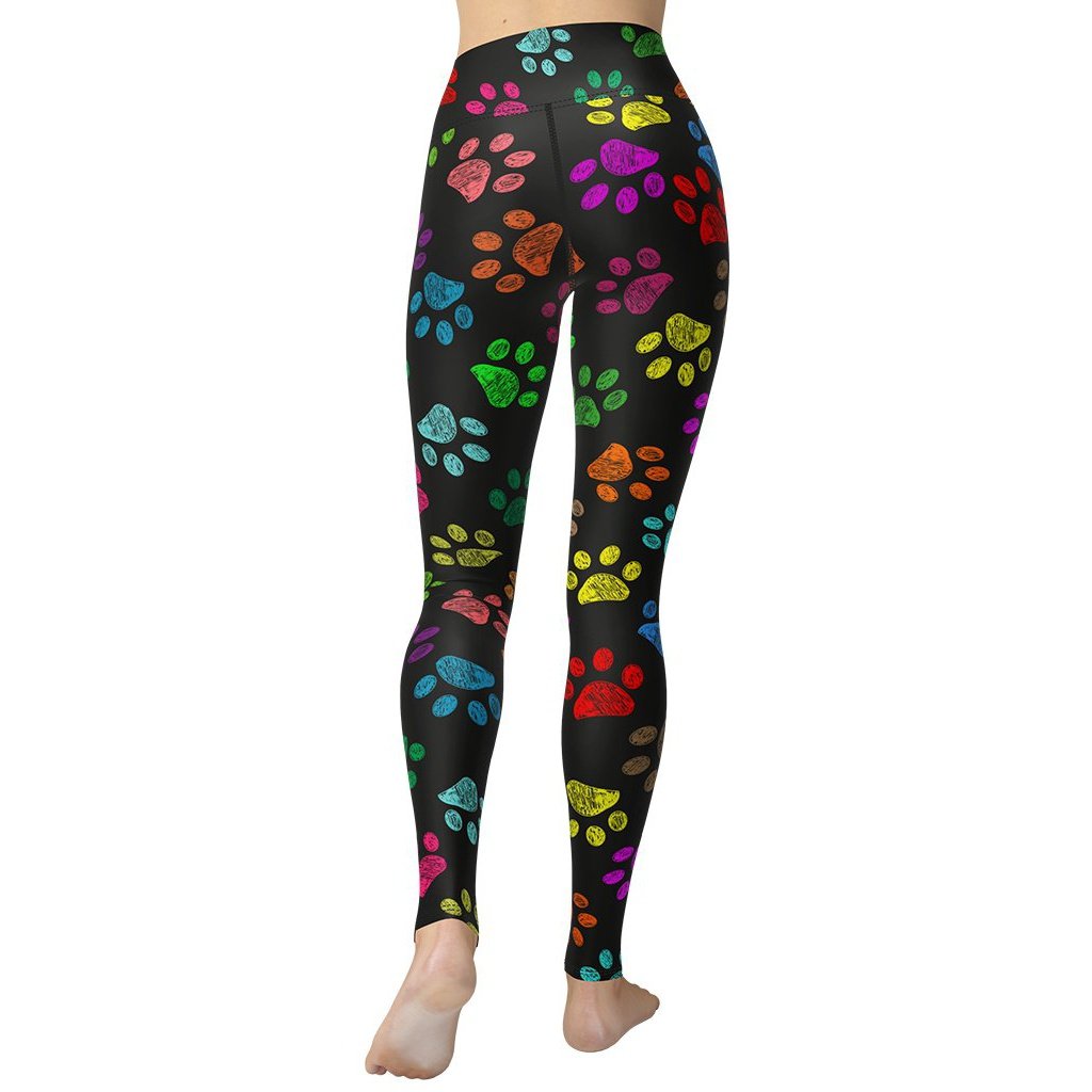 Colorful Paw Pattern Yoga Leggings