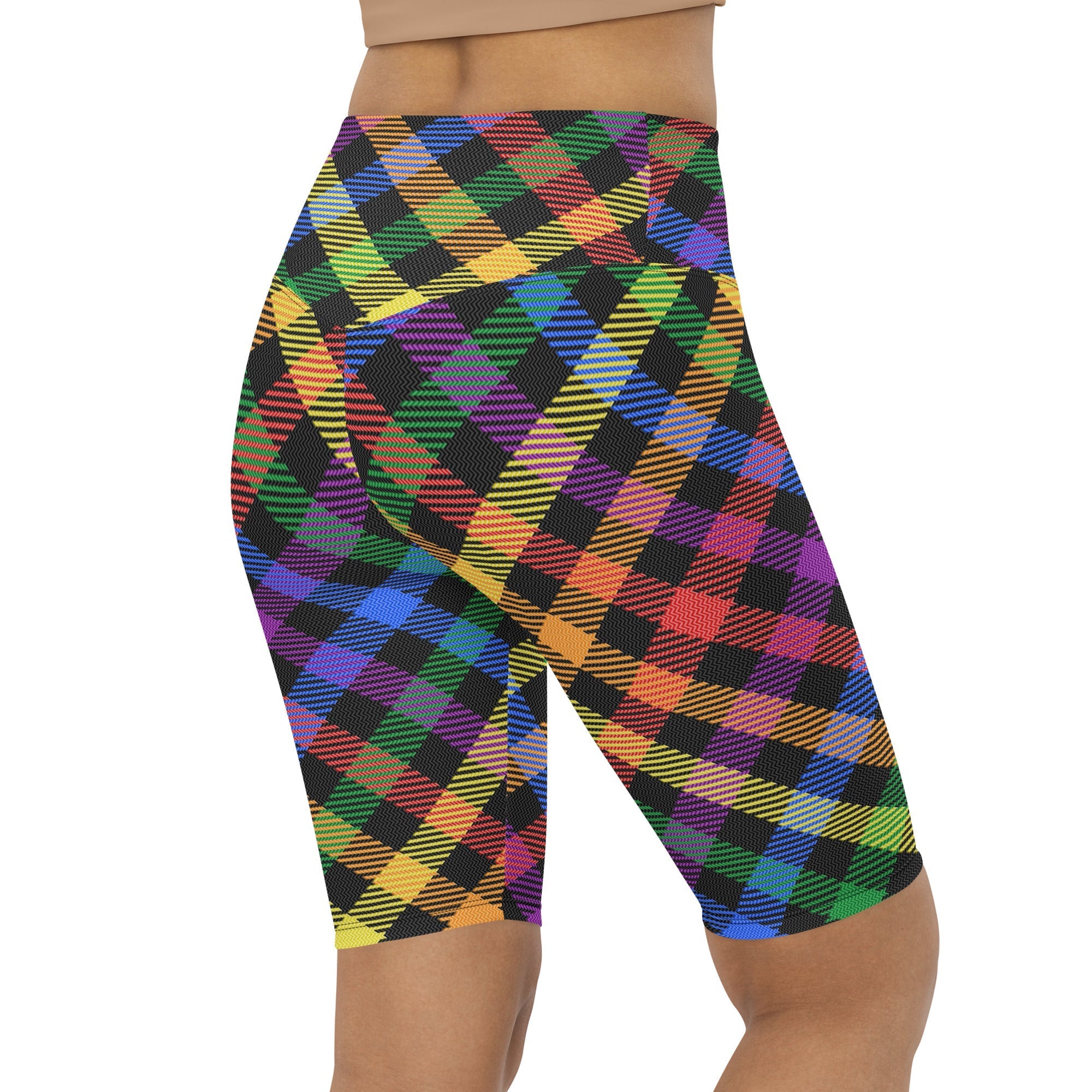 Colorful Plaid Biker Shorts