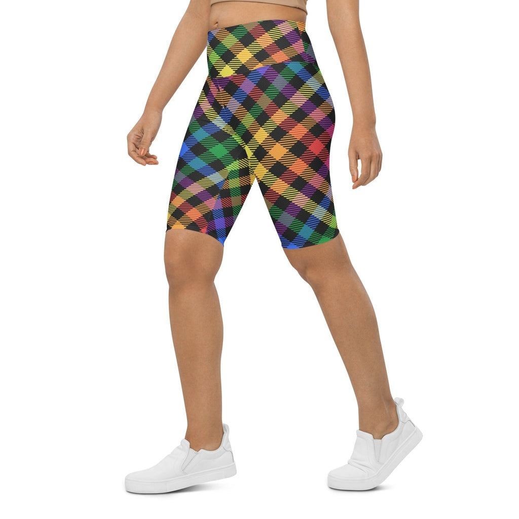 Colorful Plaid Biker Shorts