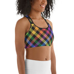 Colorful Plaid Sports Bra