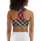 Colorful Plaid Sports Bra