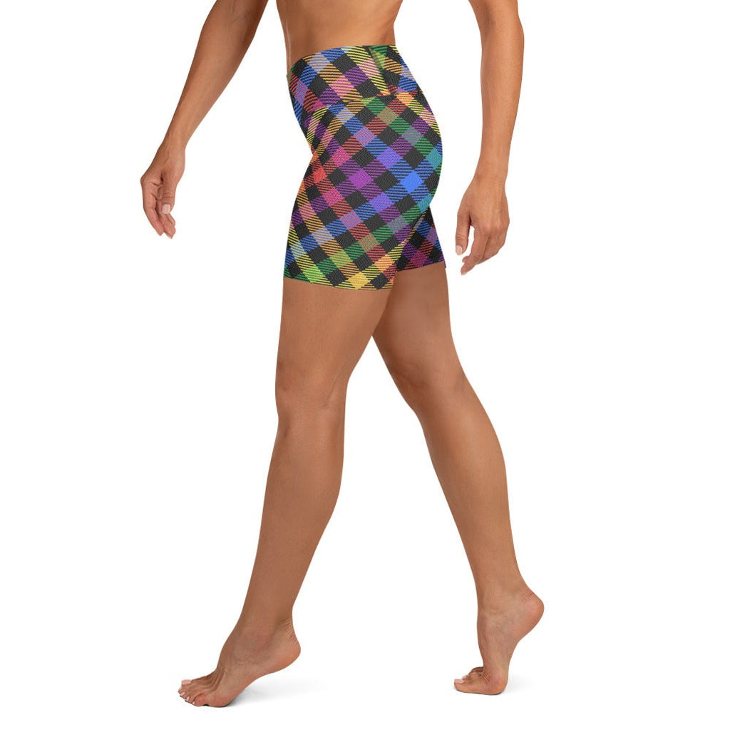 Colorful Plaid Yoga Shorts