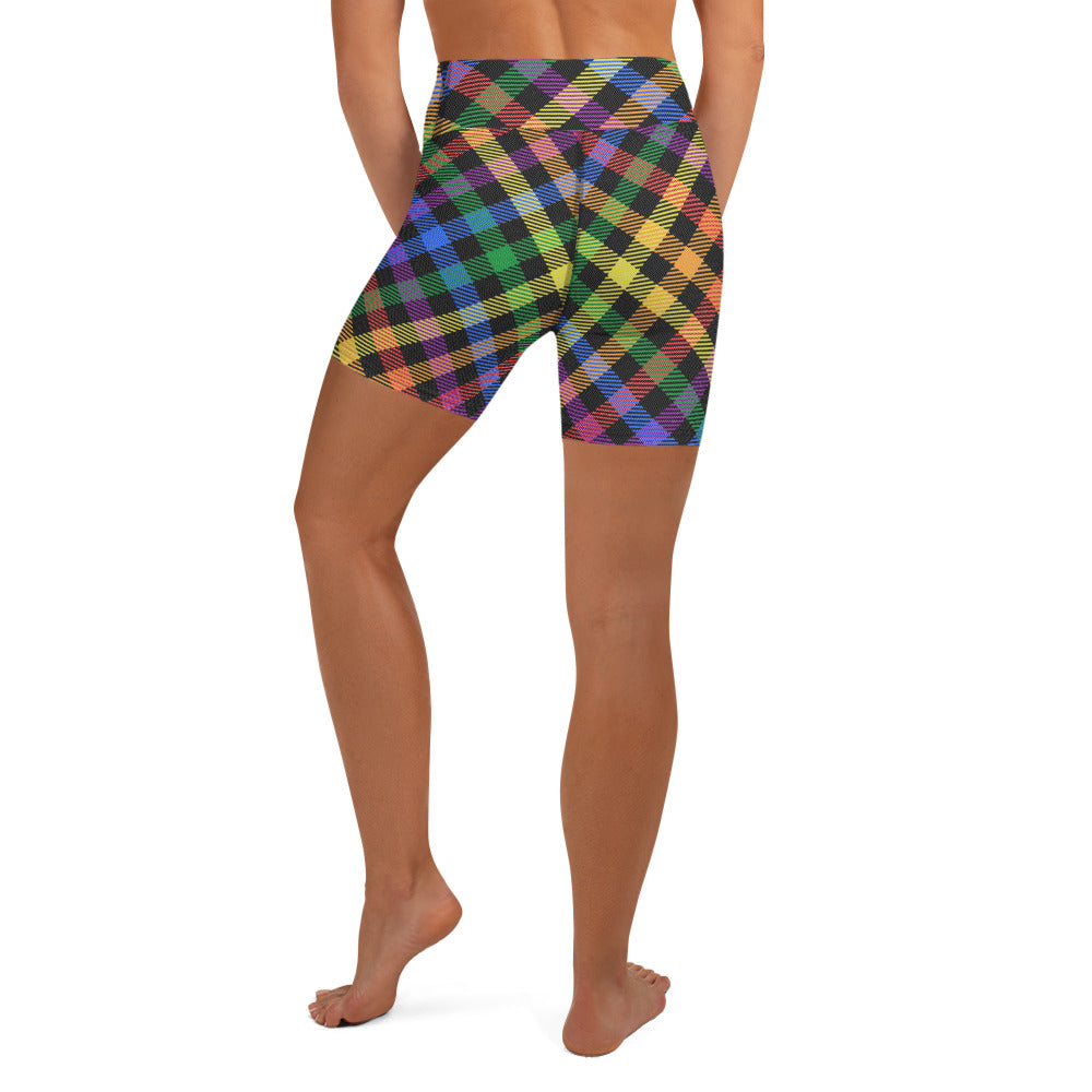 Colorful Plaid Yoga Shorts