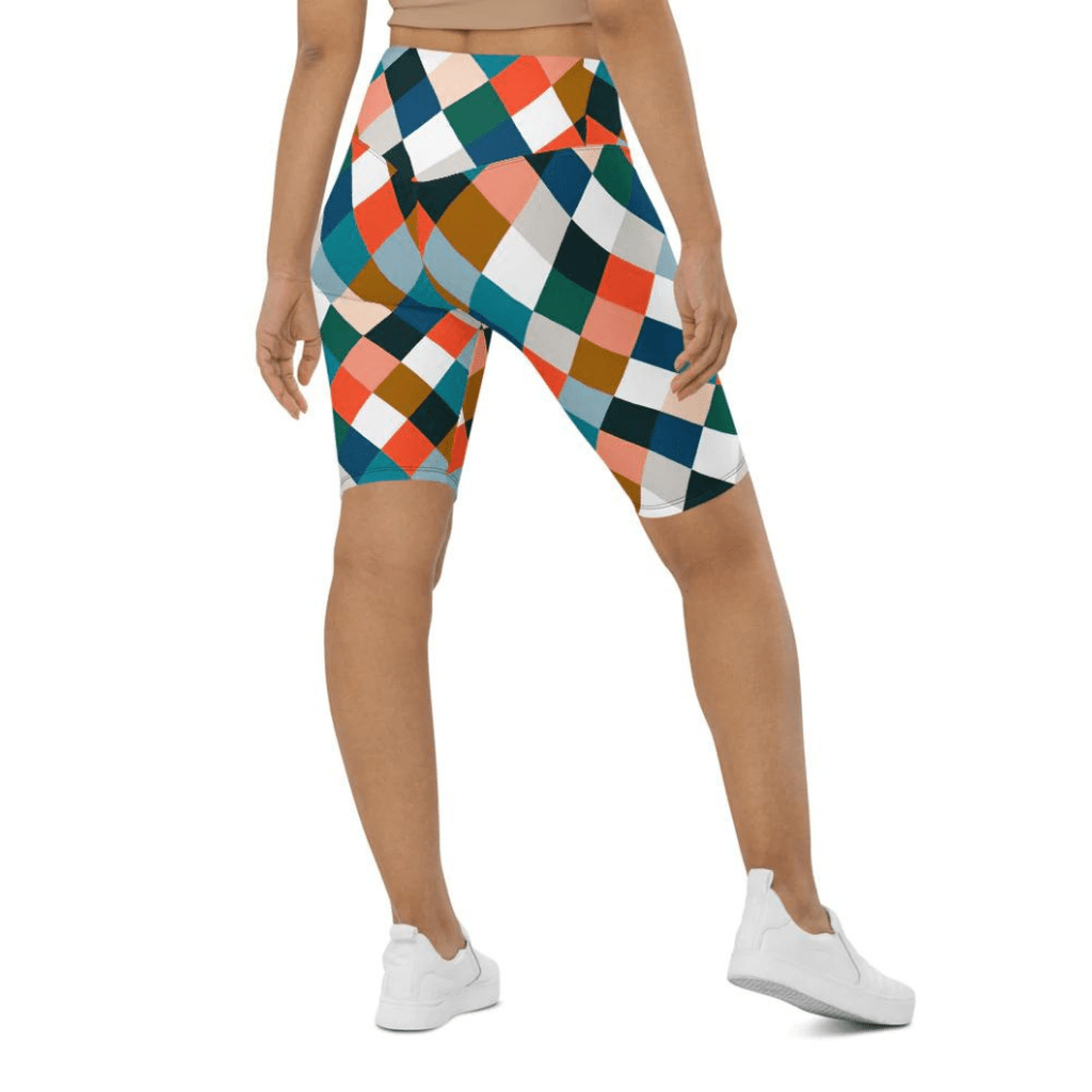Colorful Rhombus Pattern Biker Shorts