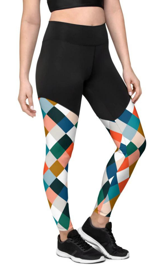 Colorful Rhombus Pattern Compression Leggings