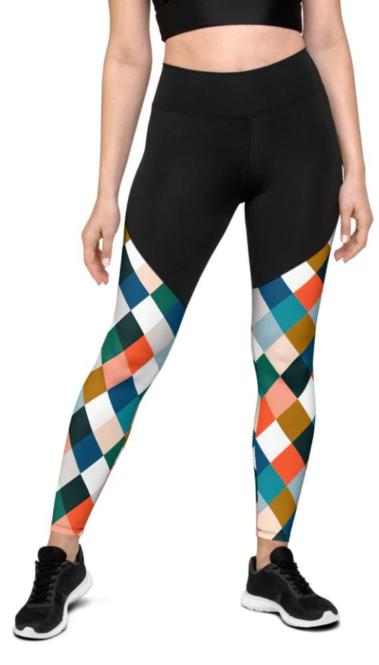 Colorful Rhombus Pattern Compression Leggings