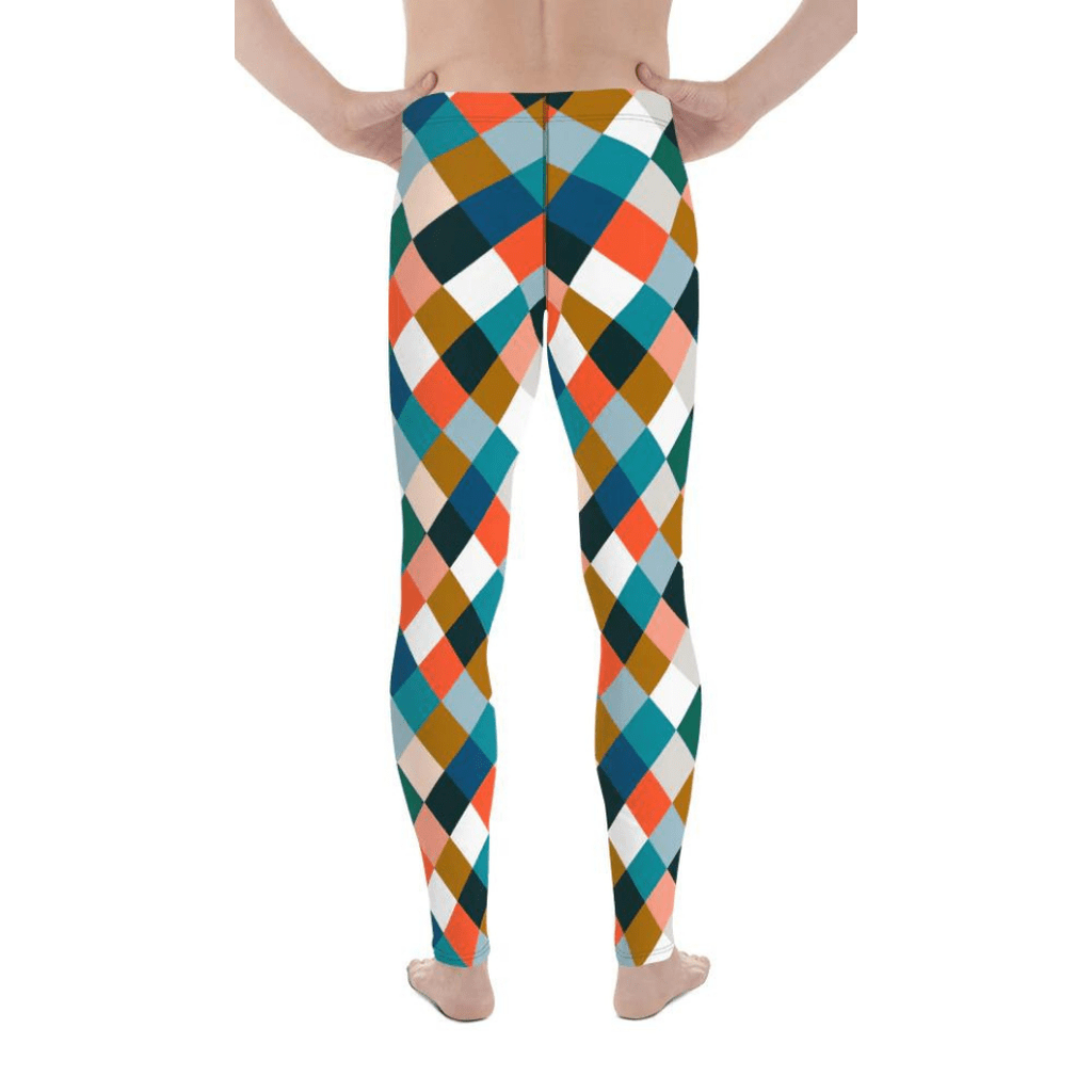 Colorful Rhombus Pattern Men's Leggings