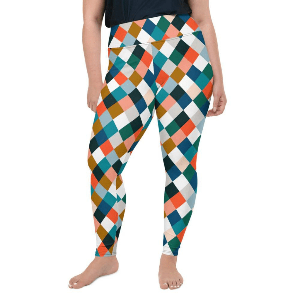 Colorful Rhombus Pattern Plus Size Leggings