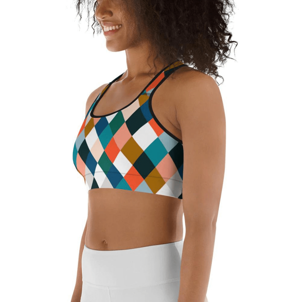 Colorful Rhombus Pattern Sports Bra