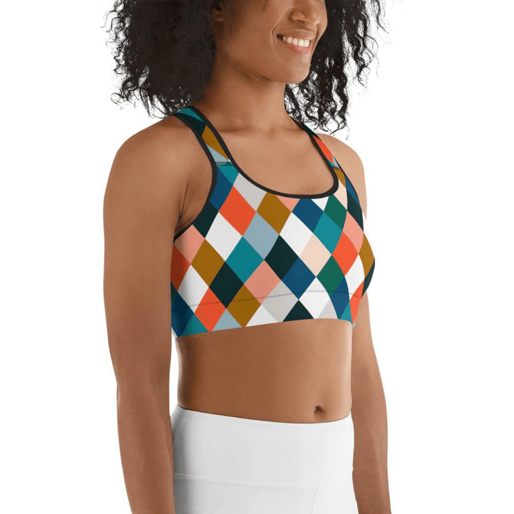 Colorful Rhombus Pattern Sports Bra