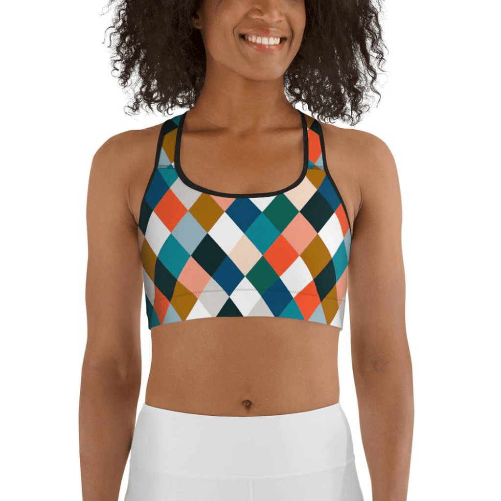 Colorful Rhombus Pattern Sports Bra