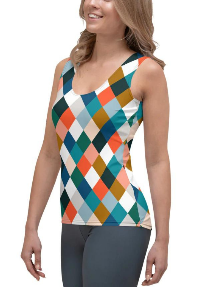 Colorful Rhombus Pattern Tank Top