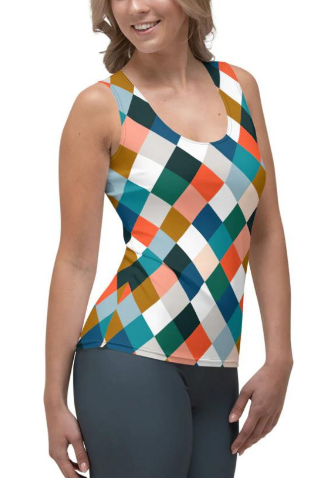 Colorful Rhombus Pattern Tank Top