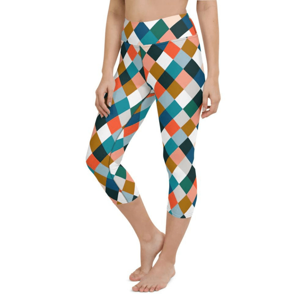 Colorful Rhombus Pattern Yoga Capris