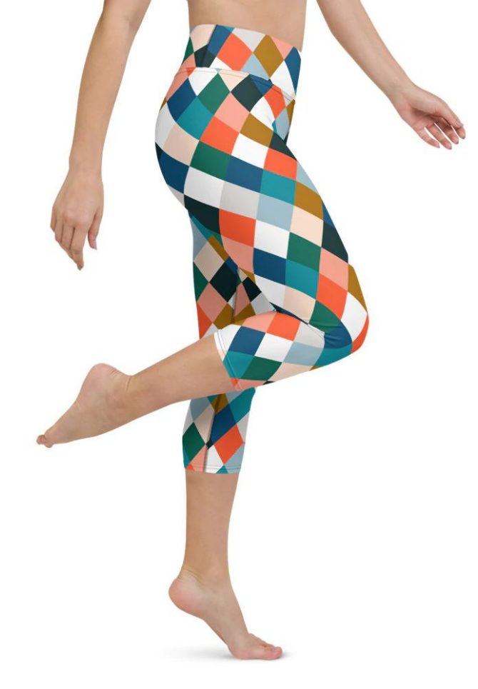 Colorful Rhombus Pattern Yoga Capris