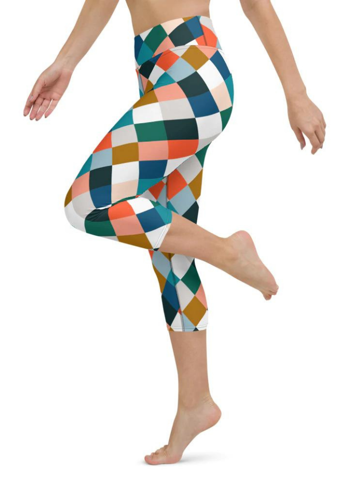 Colorful Rhombus Pattern Yoga Capris