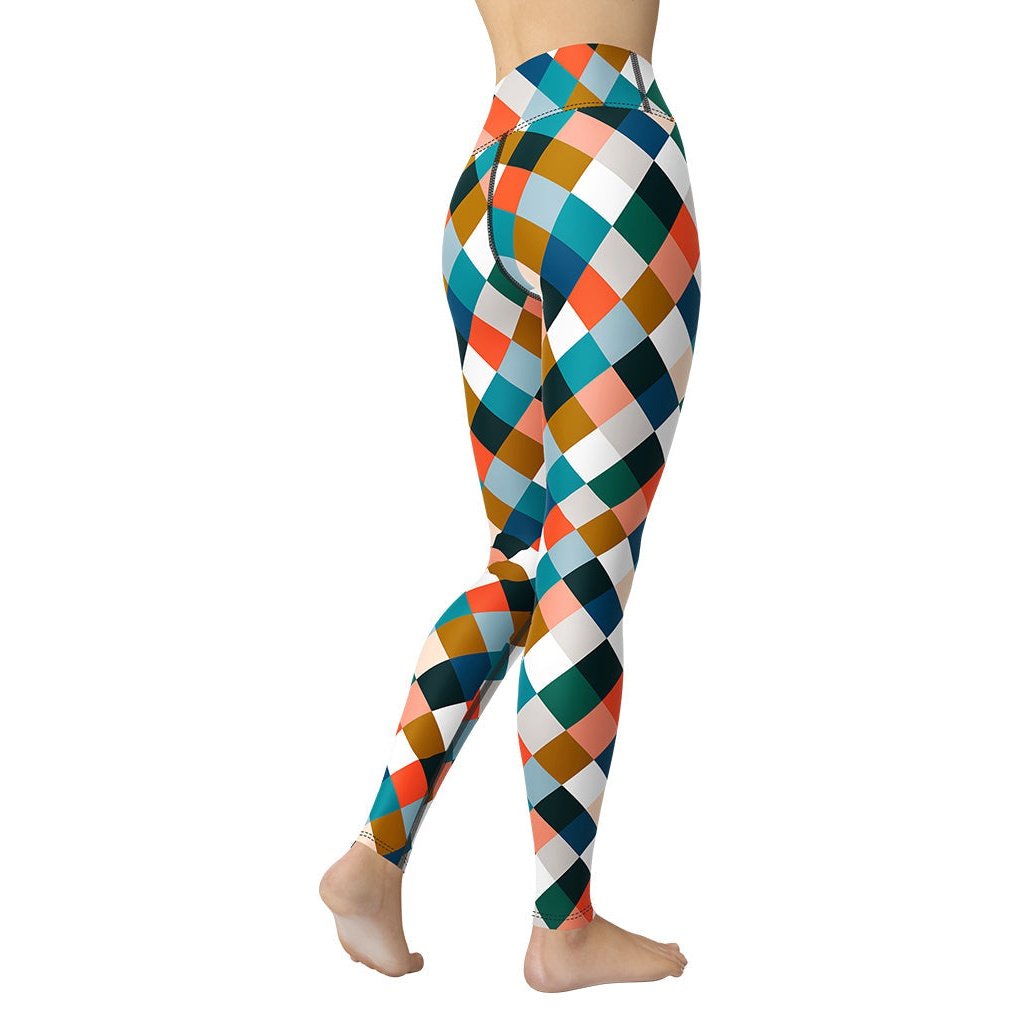 Colorful Rhombus Pattern Yoga Leggings