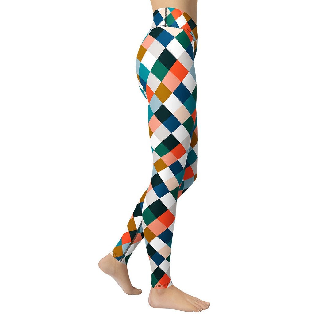 Colorful Rhombus Pattern Yoga Leggings