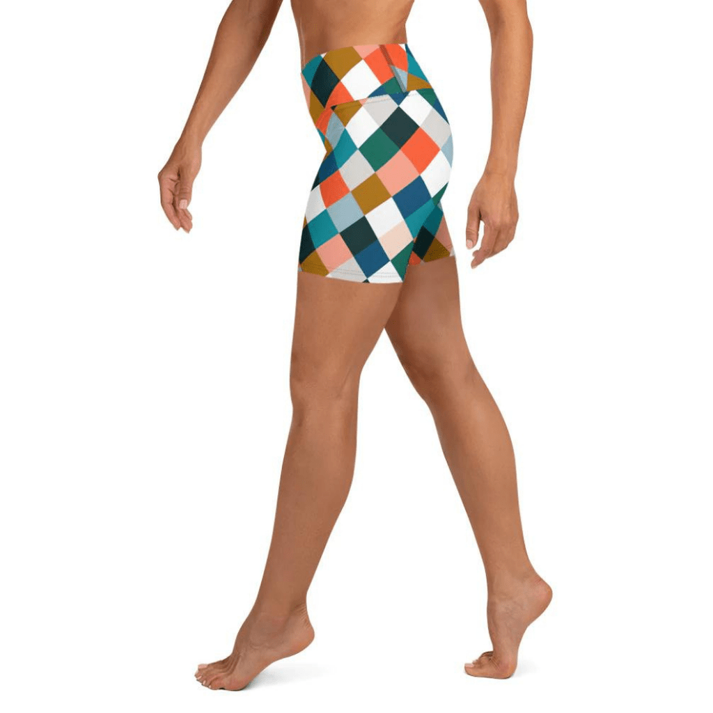 Colorful Rhombus Pattern Yoga Shorts