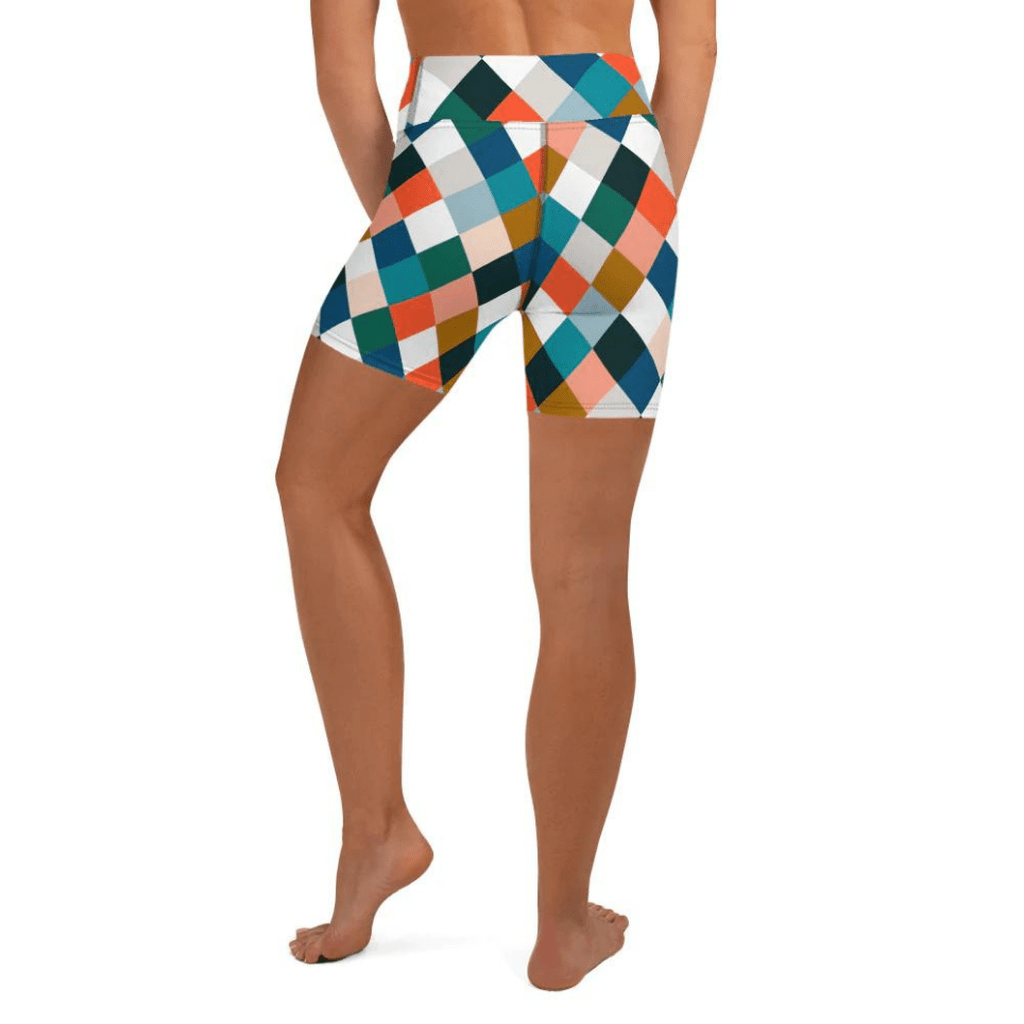 Colorful Rhombus Pattern Yoga Shorts