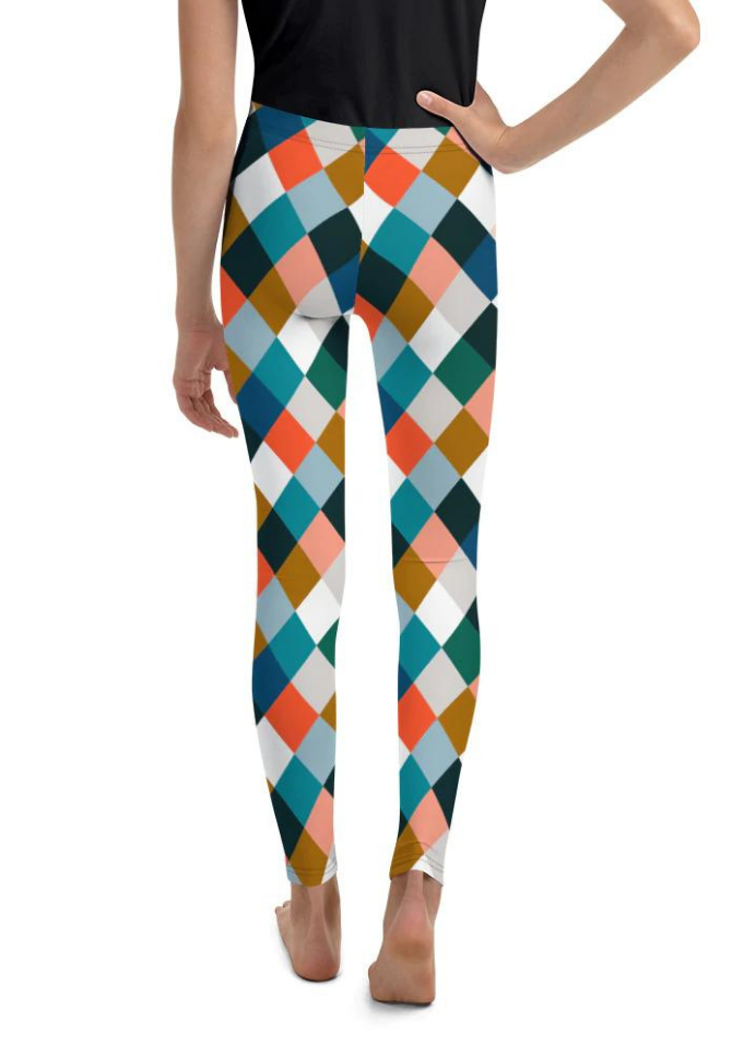 Colorful Rhombus Pattern Youth Leggings