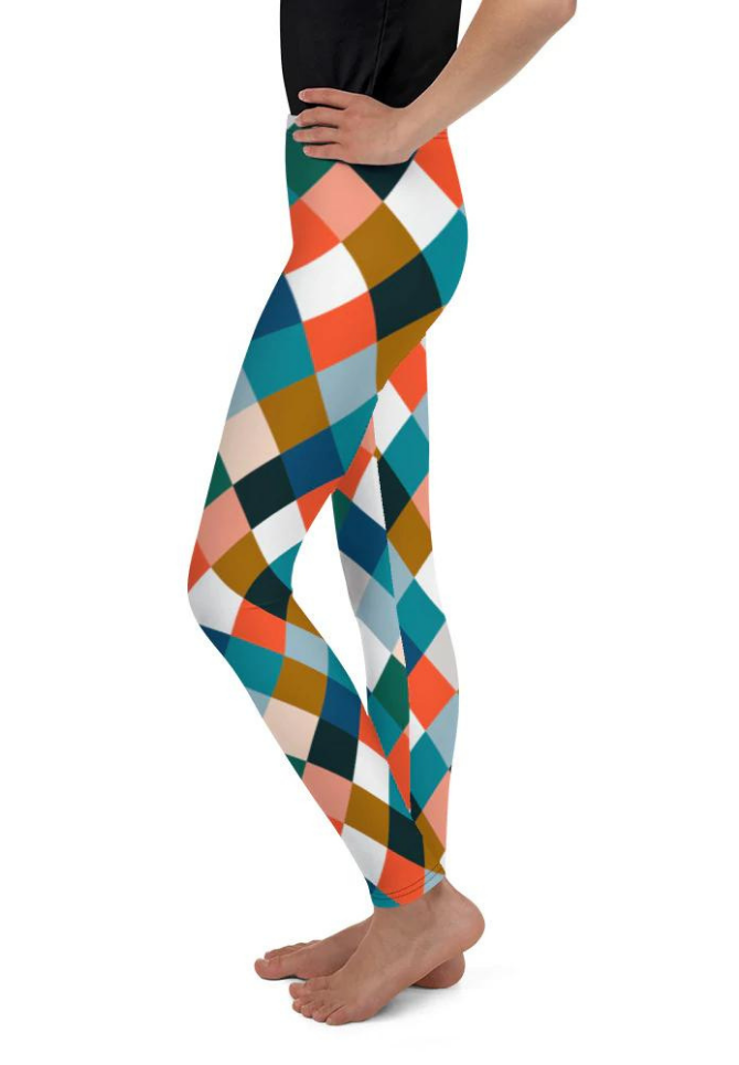 Colorful Rhombus Pattern Youth Leggings