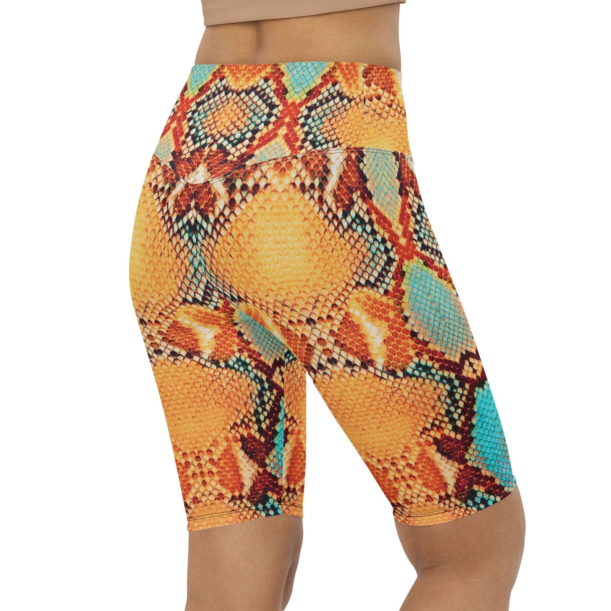Colorful Snake Pattern Biker Shorts