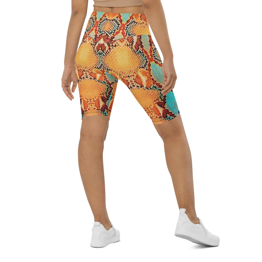Colorful Snake Pattern Biker Shorts