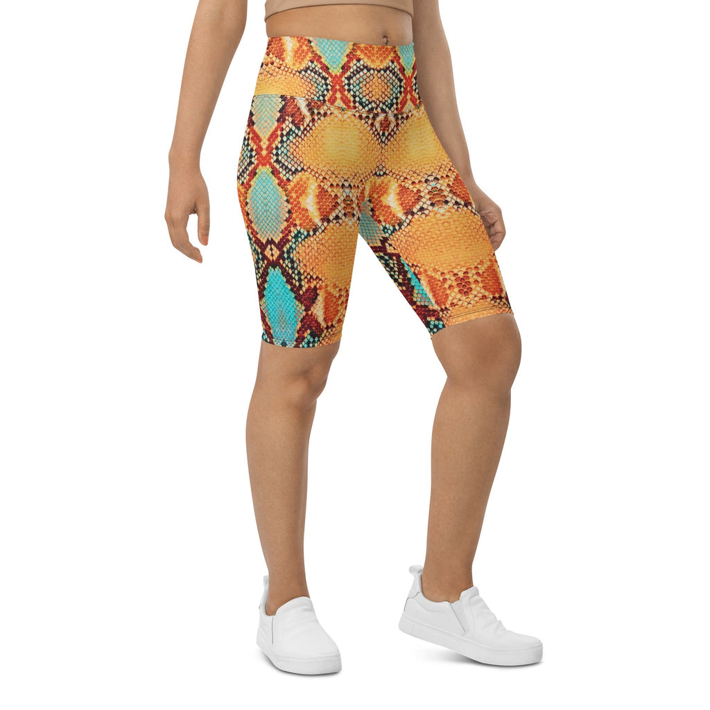 Colorful Snake Pattern Biker Shorts