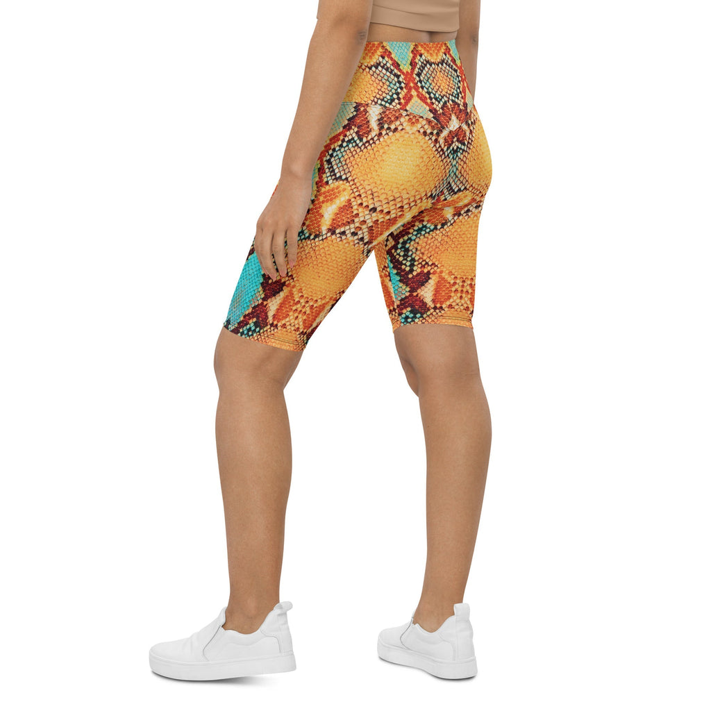 Colorful Snake Pattern Biker Shorts