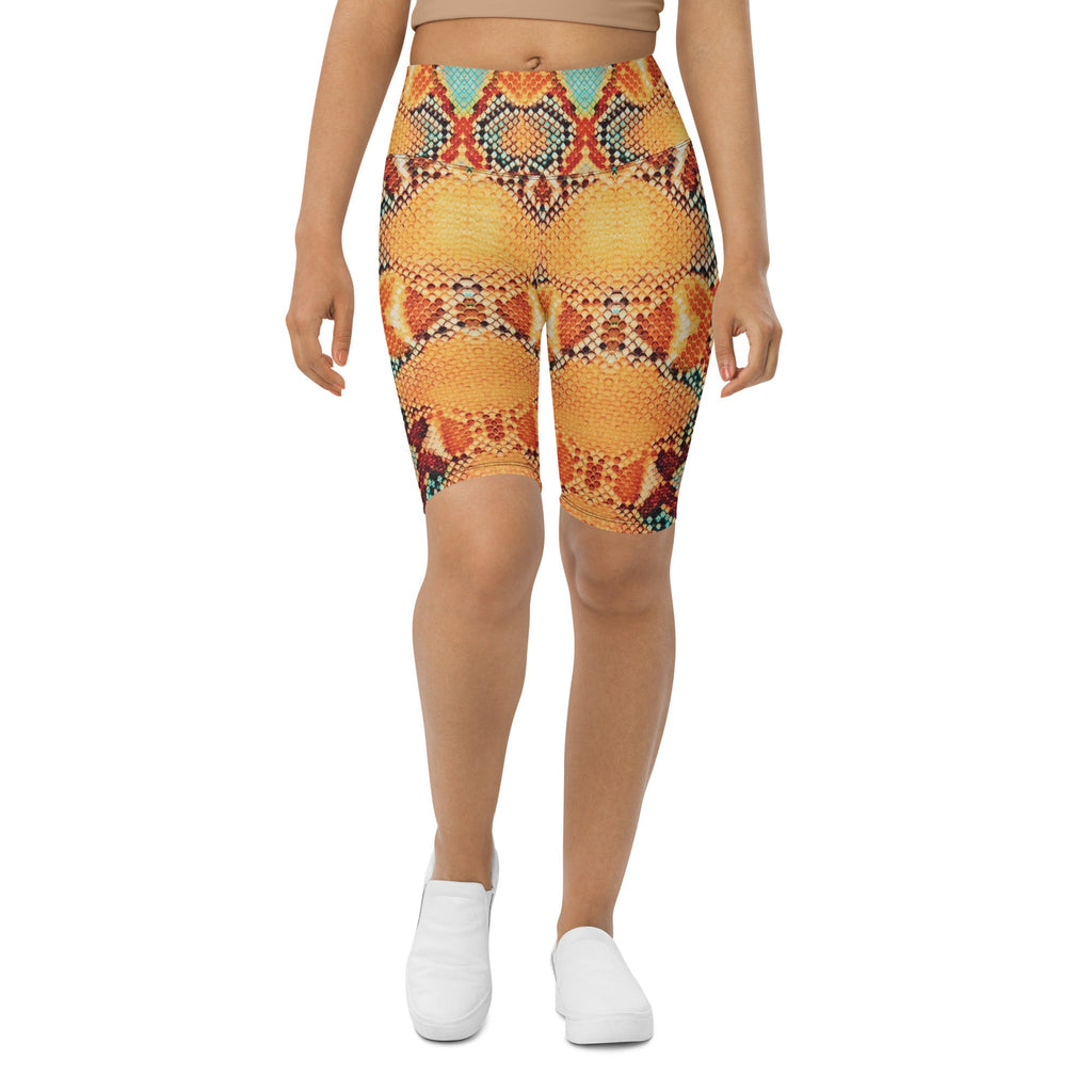 Colorful Snake Pattern Biker Shorts