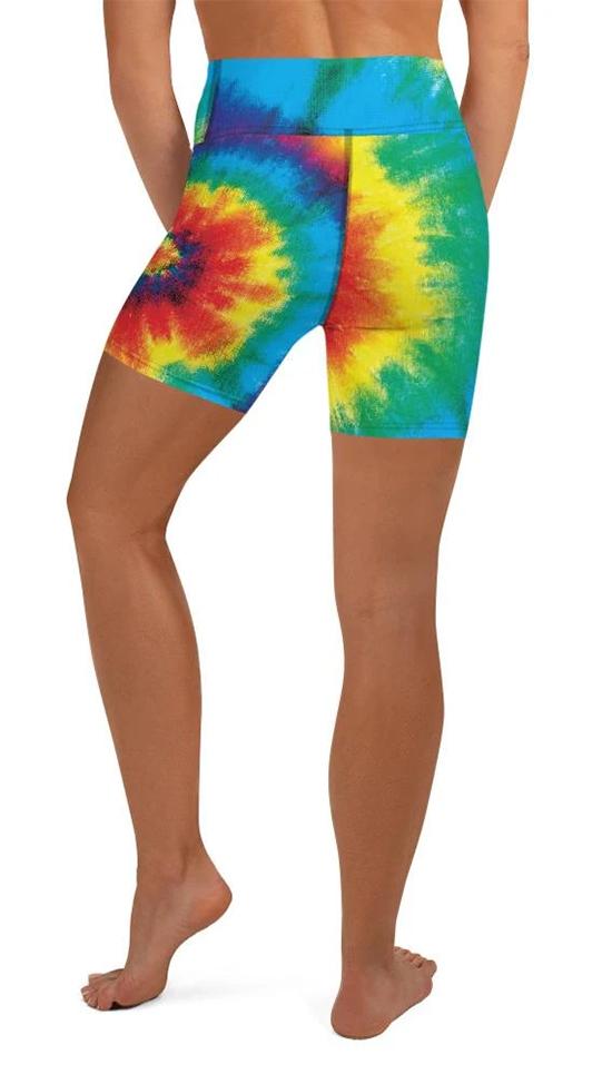 Colorful Supernova Tie Dye Yoga Shorts
