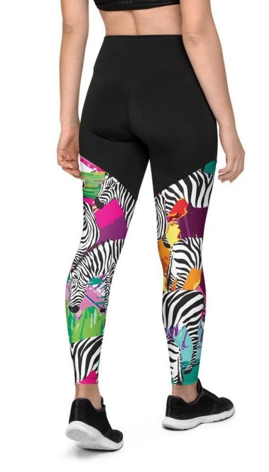 Colorful Zebra Compression Leggings