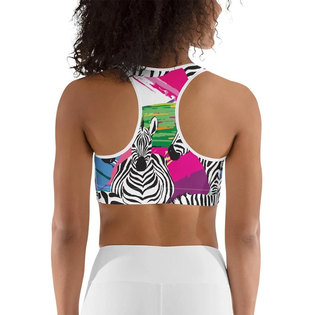 Colorful Zebra Sports Bra