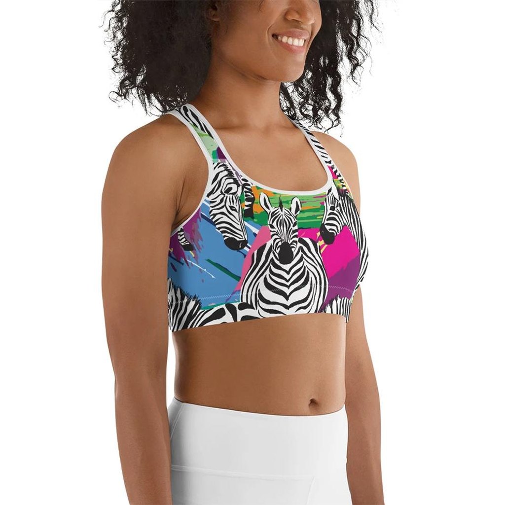 Colorful Zebra Sports Bra