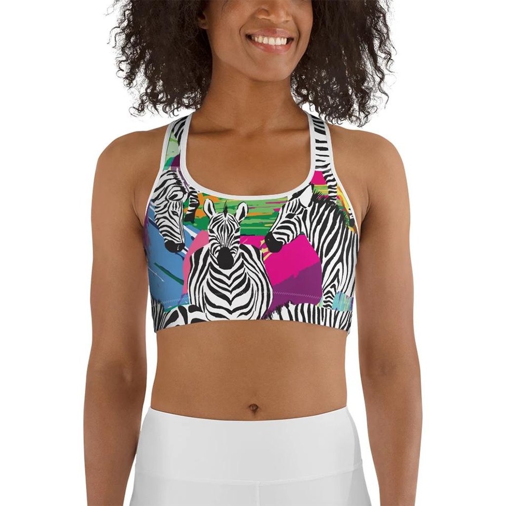 Colorful Zebra Sports Bra