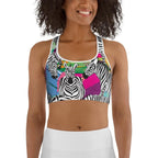 Colorful Zebra Sports Bra