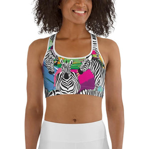 Colorful Zebra Sports Bra
