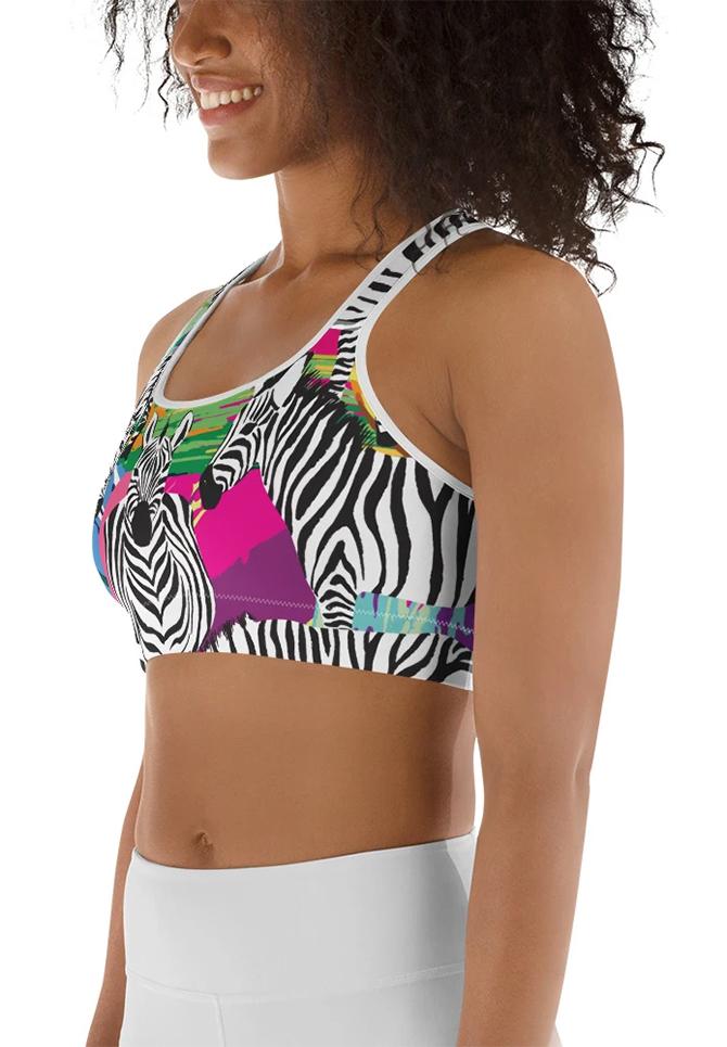 Colorful Zebra Sports Bra