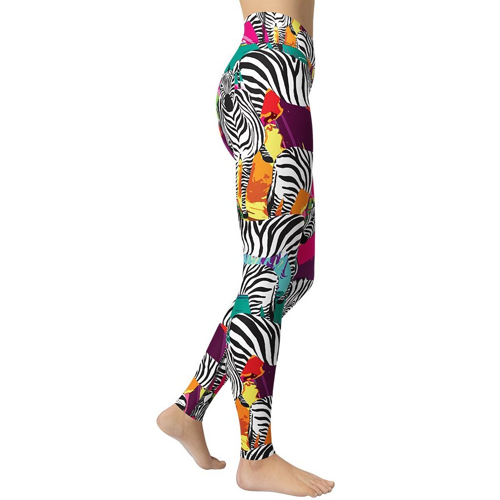 Colorful Zebra Yoga Leggings
