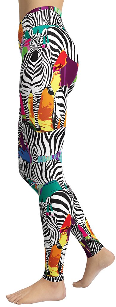 Colorful Zebra Yoga Leggings