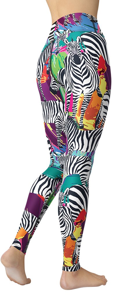 Colorful Zebra Yoga Leggings