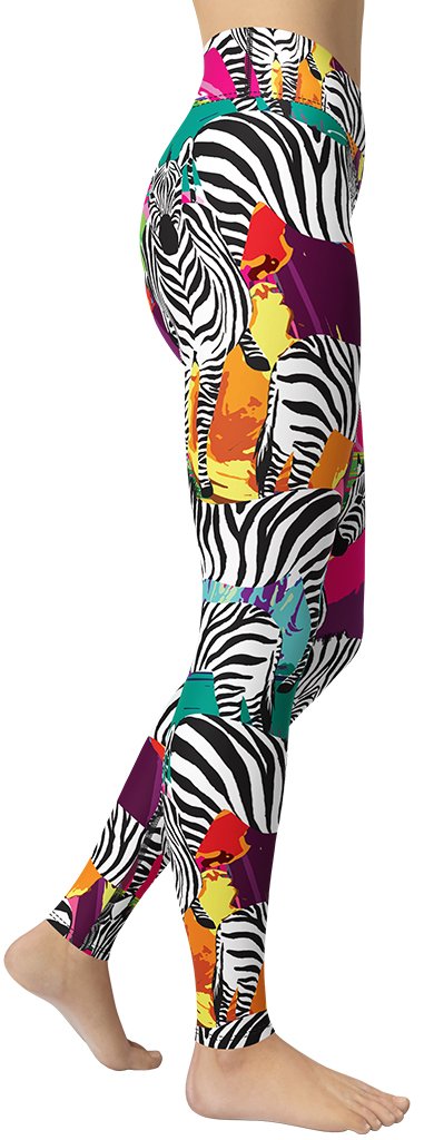 Colorful Zebra Yoga Leggings