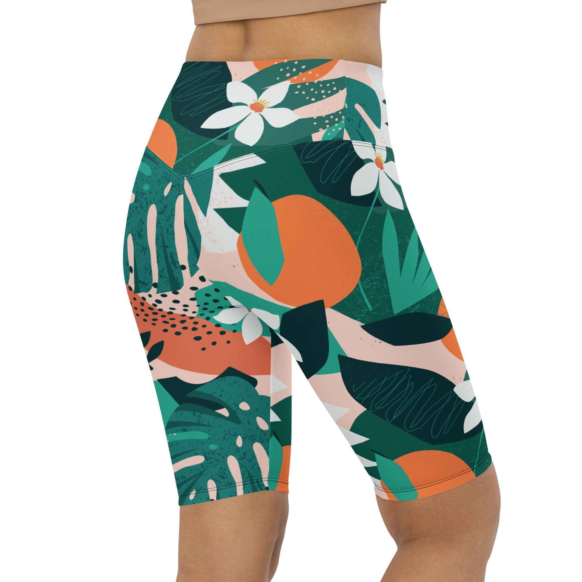Contemporary Tropical Biker Shorts