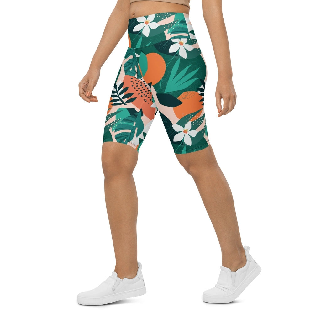 Contemporary Tropical Biker Shorts