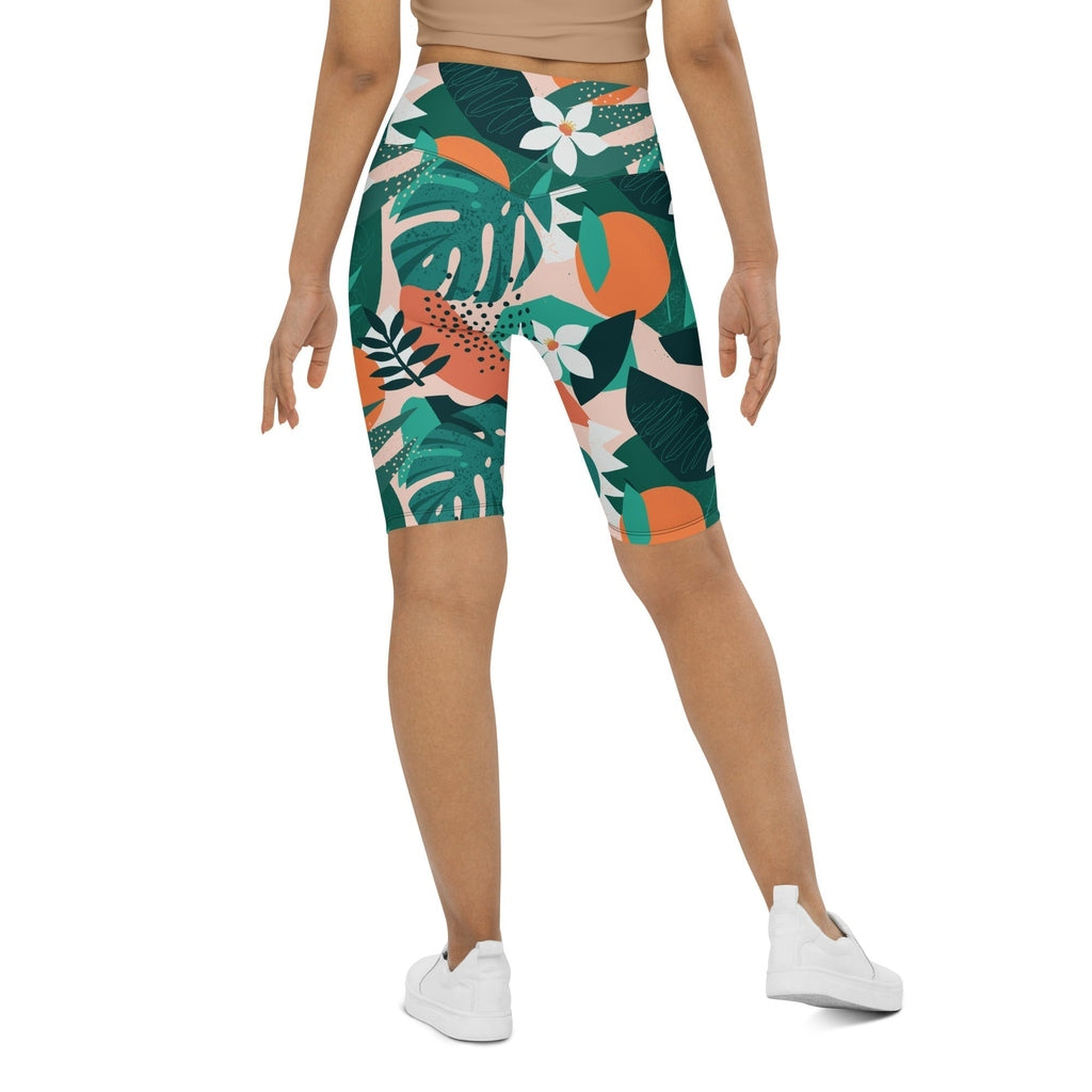 Contemporary Tropical Biker Shorts