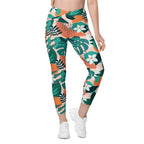 Contemporary Tropical Crossover Leggings With Pockets